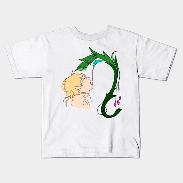 Copy of Elf drinking from a flower Kids T-Shirt by RavenRarities